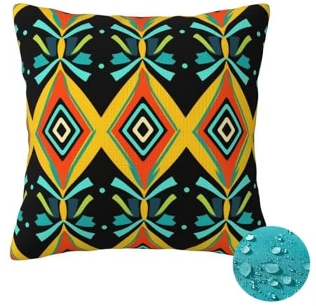 Outdoor Kissen Wetterfest 2 Stück Boho Kissenbezug 35x35cm, Sommer Gartenkissen Deko Outdoor Sitzkissen Wetterfest, Kissenbezüge Afrika Pillow Cover Outdoorkissen für Balkon Patio Garten Deko -OZ453