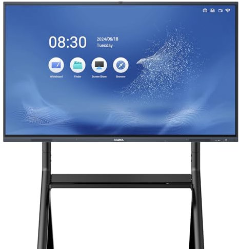 Tableau d'écriture interactif de 165 cm, écran tactile 4K UHD, ordinateur tout-en-un, présentation électronique, tableau blanc intelligent pour bureau et salle de classe (support mural inclus)