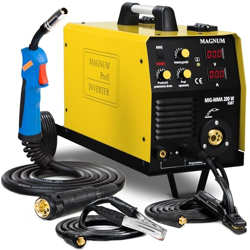 MAGNUM MIG-MMA 200W - 180A Inverter MIG MAG Schweißgerät mit Schutzgas und Fülldraht - Multi Schweißgerät mit Fahrwerk - Elektroden Schweißgerät (MMA) und Lötschweißen - Set:Solo