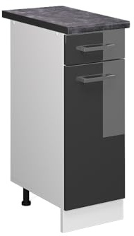 Vicco Küchenunterschrank R-Line, Anthrazit Hochglanz, 30 cm, AP Anthrazit, zur freien Kombination innerhalb modularer Küchensysteme