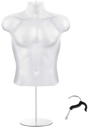 Harilla Schaufensterpuppe Torso Arbeitsplatte Kleidung Hemd Display Rack Halbkörper Torso Schneiderpuppe, Männlich