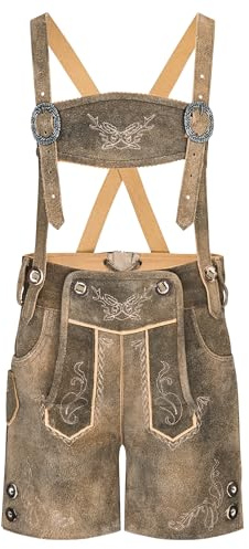 Schöneberger Trachten Couture Lederhose Kinder – Original Antik Trachtenlederhose Jungen und Mädchen, Trachtenhose aus Velour-Leder für Oktoberfest
