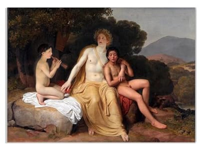 MOBYAT Alexander Ivanov Apolo,Jacinto y Cipariso haciendo música y cantando Lienzo Pintura al óleo Estética Cuadro artístico de pared 90x60cm(35x24 pulgadas) Sin marco