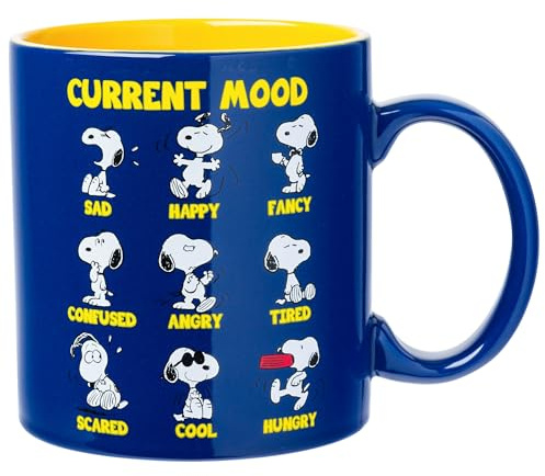 Silver Buffalo Peanuts Featuring Snoopy's Current Mood Various Emotions. Ceramic Mug, 20 Ounces