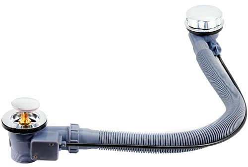 Bath Waste Overflow Kit - G1 1/2 Pop Up Waste Connection Design, Click Clack Bath Waste Overflow Pipe Connection, Clicker Bath Waste Waste with Overflow, Bathtub Waste Drain Replacement