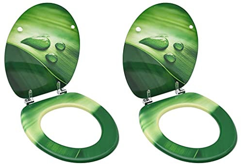FCVCSZDAS Abattants WC avec Couvercle 2 pièces MDF Vert Goutte d'eau Design-Quincaillerie