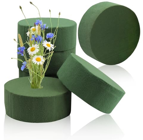 PENCHUAN 6 Stück Steckschwamm Rund, 10x4 cm Steckschaum für Blumen Set, Grün Steckmoos für Frischblumen, Blumengestecke, Kunstblumen, Blumen-Deko