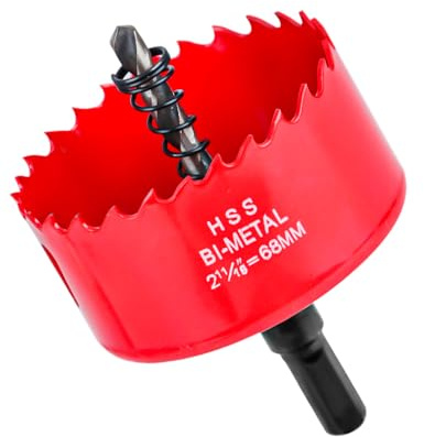Sierra de corona de 68 mm, sierra circular de perforación, sierra perforadora bimetálica, 1 broca, 1 muelle mecánico, broca para latas de pared hueca, sierra de agujeros para madera, yeso, paneles de