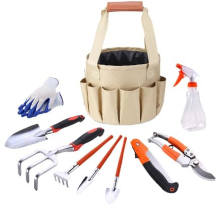 MagiDeal Ensemble d'outils de jardinage, sac de rangement d'outils, gants en coton en aluminium polyvalent avec bouteille de pulvérisation, sac d'eau Portable