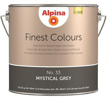 Alpina Finest Colours – No. 33 Stille des Vulkans – edelmatte Innenfarbe - Wandfarben für einzigartige Farbwirkungen und Raumstimmungen – Mystisches Anthrazit – 2,5 Liter