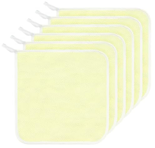 CINDALOG 6 Pack Soft Weave Home Spa Bath Shower Exfoliating Massage Face Body Wash Cloths, Dual-Sided with Exfoliating Scrub and Soft Terry Cloth Towel