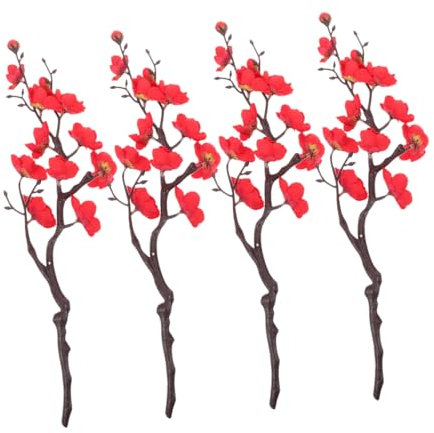 TOBBOMEY 4pièces Fleurs Artificielles De Prunier Soie Bouquet De Décoration pour Mariage Et Fête Branches De Fleurs Fausses pour Maison Et Bureau