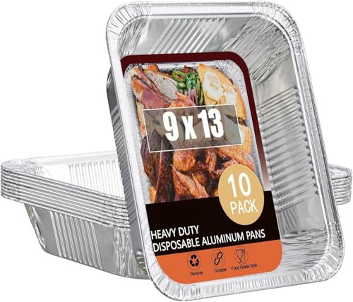 Apprise Deals 10 Large Aluminium Foil Trays Deep (32x26x7 cm) - Tin Foil Trays Containers for BBQ, roasting, baking, broiling, and cooking (3500ml)