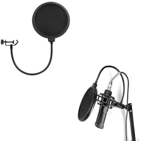 Armastuse Microphone Filtre Anti-Pop,Anti-Pop Pivotant,Avec Double Couche Son Bouclier,Pour Micro Avec Col De Cygne Flexible à 360°
