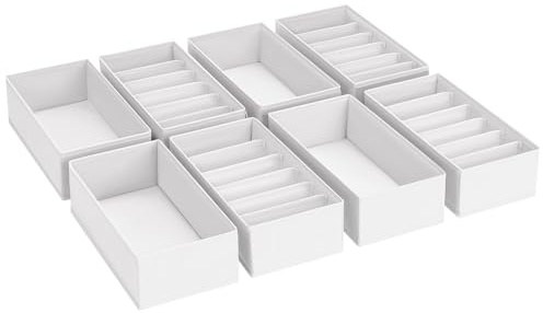 Homsorout Schubladen Organizer Kleidung Baby - 8er Set Unterwäsche Organizer, 30 x 15 x 9 cm Ordnungssystem Kleiderschrank Aufbewahrungsbox für Wickelkommode, Socken, Weiß