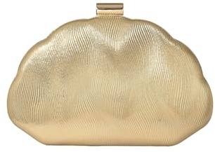 Milumia Women's Metallic Shell Clutch Purse Cocktail Wedding Guest Evening Handbags with Chain Strap Gold One Size