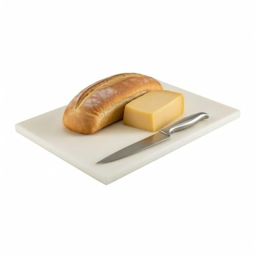 CABLEPELADO - Tabla de Cortar Profesional de Polietileno de Alta Densidad | Superficie para Productos Lácteos y Pan | Base Antideslizante con 4 Tacos | 40 x 30 x 1,5 cm | Blanco