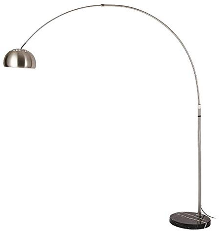 Golvlampa av rostfritt stål, modern golvlampa med krökt handtag och metall-lampskärm, svart marmorbas, justerbar, ögonvänlig Le