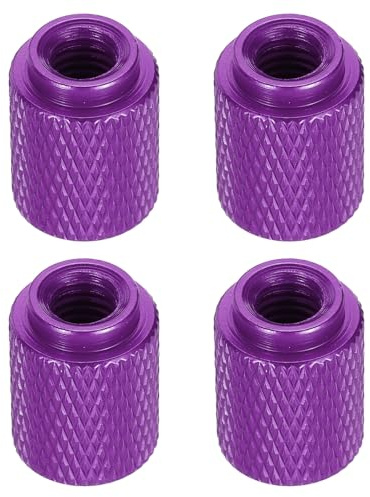 sourcing map 4pcs Knurled Thumb Nut, M6 12mm OD 16mm Height 6061 Anodized Aluminium Alloy Hand Screw Nut, Metal Chassis Screw for Machinery, DIY Assembly, Electronics, Purple