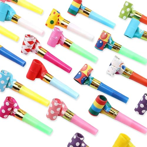 DOKRIN Trombette per bambini 40 PCS Soffiatori per Feste Corno colorato per Feste Trombette Compleanno Bambino per Bambini, Compleanni, Matrimoni, celebrazioni