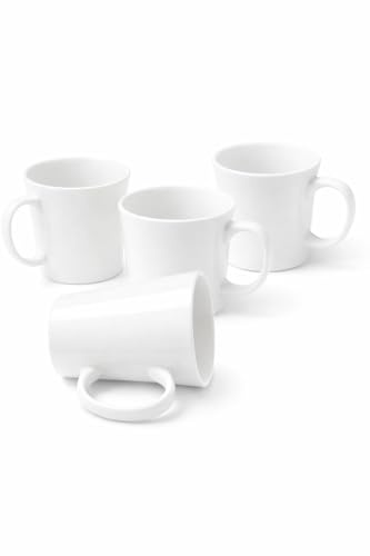LEONARDO LUXURY HOME DESIGN Set 4 Mug Porcellana Bianca 300 ml Tazze The Caffè Cappuccino Lavastoviglie Microonde Design Elegante Idea Regalo (4)