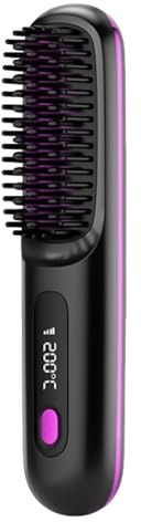 TYUKXJH Brosse Lissante Portable - Fer À Lisser Sans Fil Anti, Brosse Chauffante Rechargeable Portable, Mini Brosses À Lisser Portables Sans Fil, Trois Niveaux De Température Réglables, Pour Femme