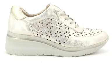 PITILLOS - Zapatos Sneakers,de Piel,cordón elástico,de cuña,Suela de Goma,Rejilla,Calado,Plantilla Extraible para: Mujer