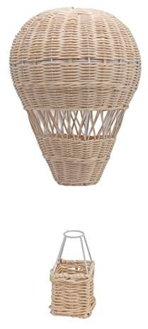 Phefop Globo Aerostático Tejido, Malla Fina y Cesta Tejidas a Mano, Accesorios Fotográficos para Fotos Hermosas, con Ratán Indonesio, para el Hogar, Oficina, Dormitorio, Jardín de