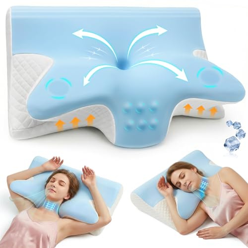 Rokehr Cervical Memory Foam Pillow, Neck Support for Side and Back Sleepers