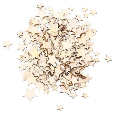 OSALADI 100 Pezzi Rondelle di Legno a Forma di Pentagramma Naturale per Decorazioni Fai da Te e Feste, Ornamenti in Legno per Natale e Matrimoni