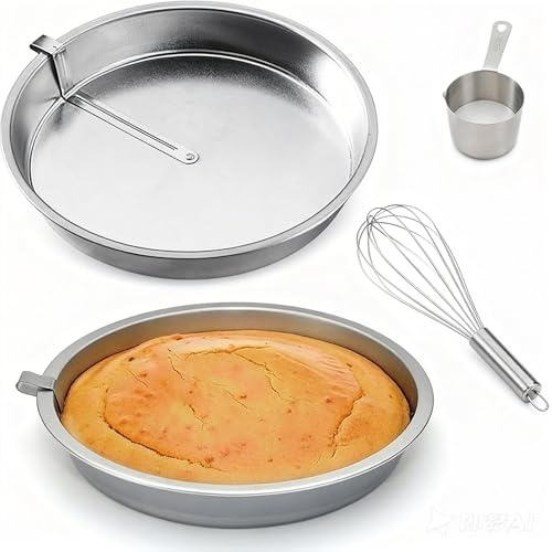 SJPMHYQ Ensemble de pâtisserie 4 pièces, 2 moules à gâteau Ronds de 9 Pouces, Moule de Cuisson Facile à remouler avec Lame rotative intégrée, Moule de Cuisson Facile à Nettoyer for la Cuisine