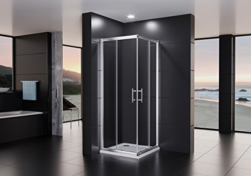 Duschmeister Duschkabine Royalux Neo 80x90 cm Höhe 195 cm mit Nano Clean Versiegelung für Lotuseffekt Eckeinstieg mit Schiebetüren Duschabtrennung Glasabtrennung Dusche Glasdusche
