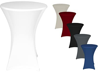TexDeko® 2er-Set Stretch Stehtischhusse für Bistrotisch Ø 70-75 cm Weiß | Öko-Tex Siegel strapazierfähig verstärkte Fußtaschen bügelfrei waschbar