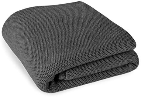 Love Cashmere - Coperta in 100% cashmere, motivo a nido d'ape, da viaggio, realizzata a mano in Scozia grigio scuro Medium