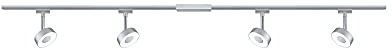 Paulmann 96895 LED lámpara de techo URail sistema de rieles juego de focos Circle, lámpara de techo orientable spot 4 luces cromo mate 2700K blanco cálido 5 W