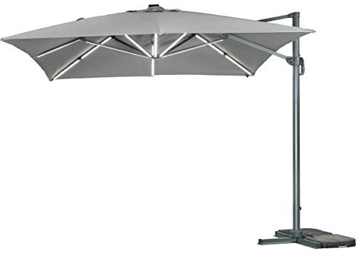 Parasol Jardin déporté LED alu Sun 3 Luxe 3 x 3 m - Gris