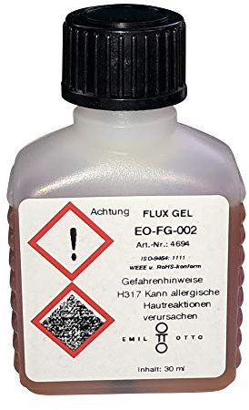 30 ml Flux-Gel EO-FG-002 in Pinselflasche (No-clean Hochleistungsgel für die Elektronik), perfekt zum Handlöten, SMD-löten u. Litzenverzinnen