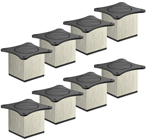 SOTECH 8 Stück Möbelfüße Quebec II 70 mm 65 x 65 mm Edelstahloptik | Schrankfüße aus Aluminium