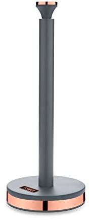TOWER T826133GRY Cavaletto Küchenrollenhalter mit weicher Unterlage, Grau und Roségold, 13.5 x 13.5 x 34 cm