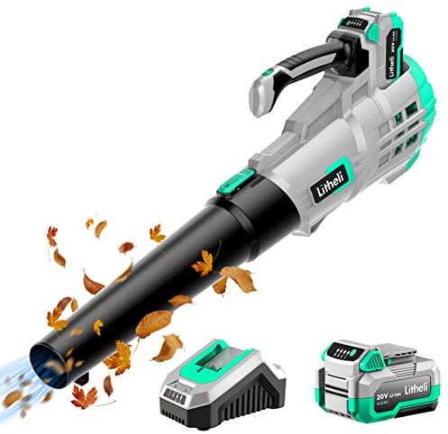 Litheli 20V Cordless Battery Leaf Blower, 4.0Ah Battery, Variable Speed for Garage, Garden, Yard, Lawn, Deck, Driveway