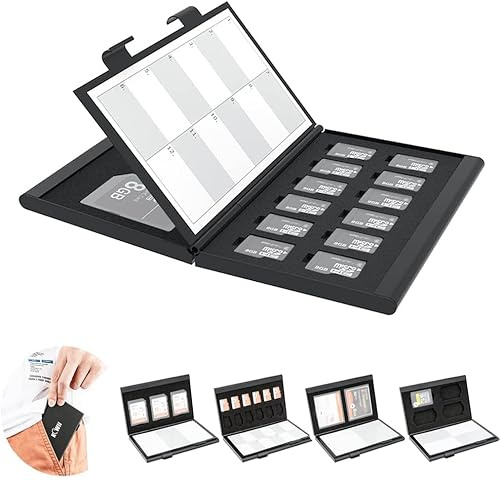 KIWIFOTOS Aluminium-Speicherkarten-Halter mit 5 austauschbaren anpassbaren Innenschlitzen für SD- / XQD- / MSD- / CFexpress Typ-A Karten und Compact Flash (CF) Karten-Aufbewahrungsbox