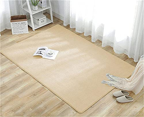 Alfombra Terciopelo Coral Grueso Color sólido Calidad Alféizar de la ventana Beige Suave Lavable Antideslizante Grande Rugs Minimalista Moderna Sala Estar Dormitorio Tatami Gateando Estera -100×200cm