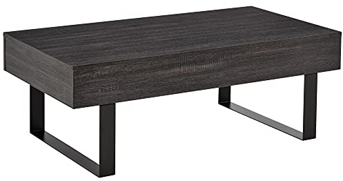 HOMCOM Couchtisch mit Schublade Sofatisch 110 x 60 x 40 cm, Dunkelgrau | Wohnzimmertisch, Modern, mit Metallrahmen, Beistelltisch, Kaffeetisch, für Wohnzimmer