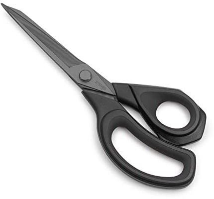 LIVINGO 24 CM Ciseaux en Acier Inoxydable Forgé Revêtus de Titane – Ciseaux de Couture, Haute Précision, Idéaux pour Tissu, Cuir, Artisanat et Bureau, Poignée Ergonomique, Noir