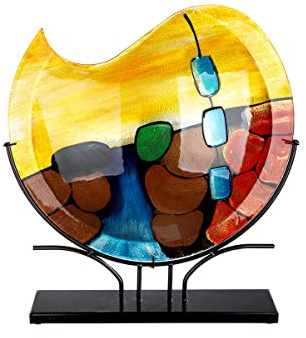 Gilde GlasArt 39932 Murano - Jarrón Decorativo Redondo de Cristal, Multicolor, Altura 49 cm