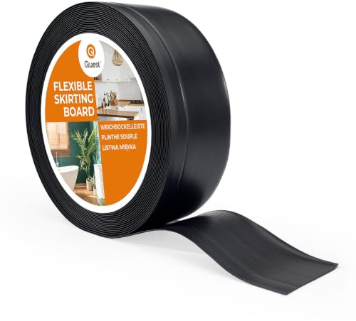 Quest Plinthe Souple PVC 70 x 20 mm Imperméable - Noir, 15 m