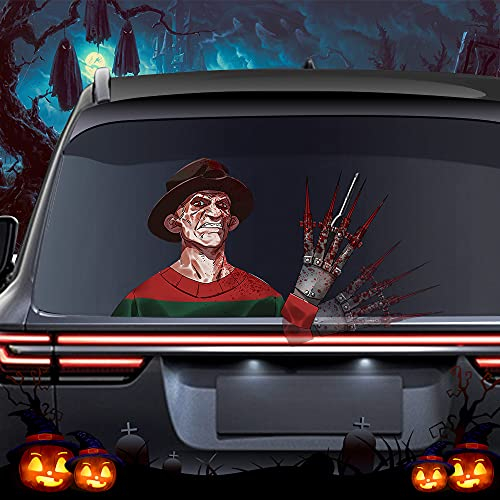 Leniutor Halloween Rear Wiper Decal, Horror Scary Film Figure Killer Wiper Sticker for Car Rear Window Windshield for SUV Car Stickers and Decals Halloween Car Decoration