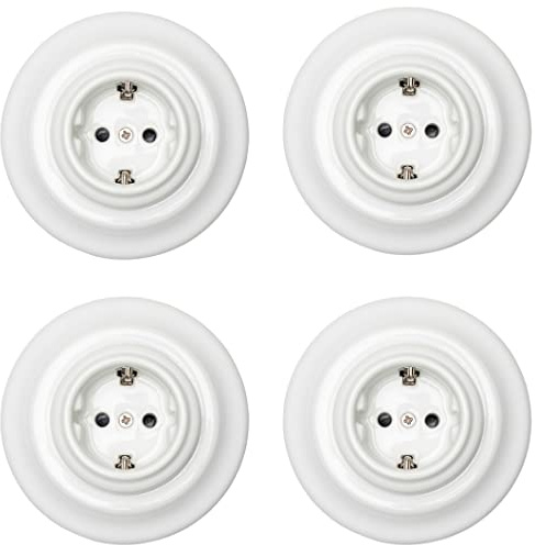 4 Unidad Enchufe Porcelana Empotrado con Obturador para Protección Infantil 16A/250V