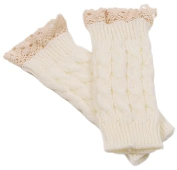 PTNKUIIY Winter Armstulpen für Frauen,Winter Handschuhe Gestrickte Fingerlose Handschuhe Daumenloch-Armstulpen Handwärmer Warmer Strick Lange Handschuhe Armwärmer Pulswärmer für Winter Herbst,Weiß