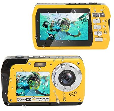 Appareil Photo Numérique étanche, Caméras sous-Marines 10 Pieds Full HD 4K 56MP Enregistreur Vidéo Selfie Double écran avec Zoom Numérique 18X, Lampe de Poche, pour la Plongée en
